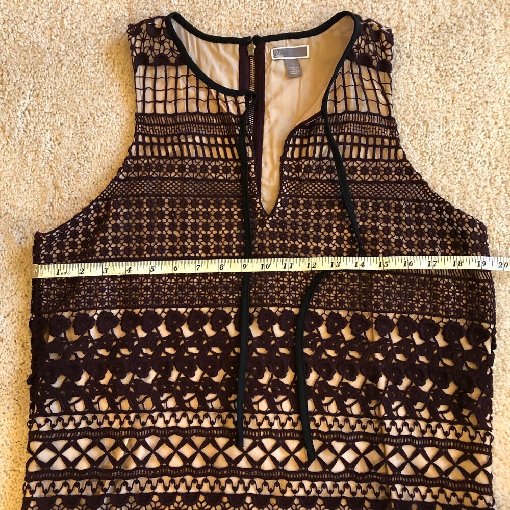 Chelsea28 Nordstrom Burgundy Crochet Fully Lined Sleeveless Shift Dress - Picture 14 of 15